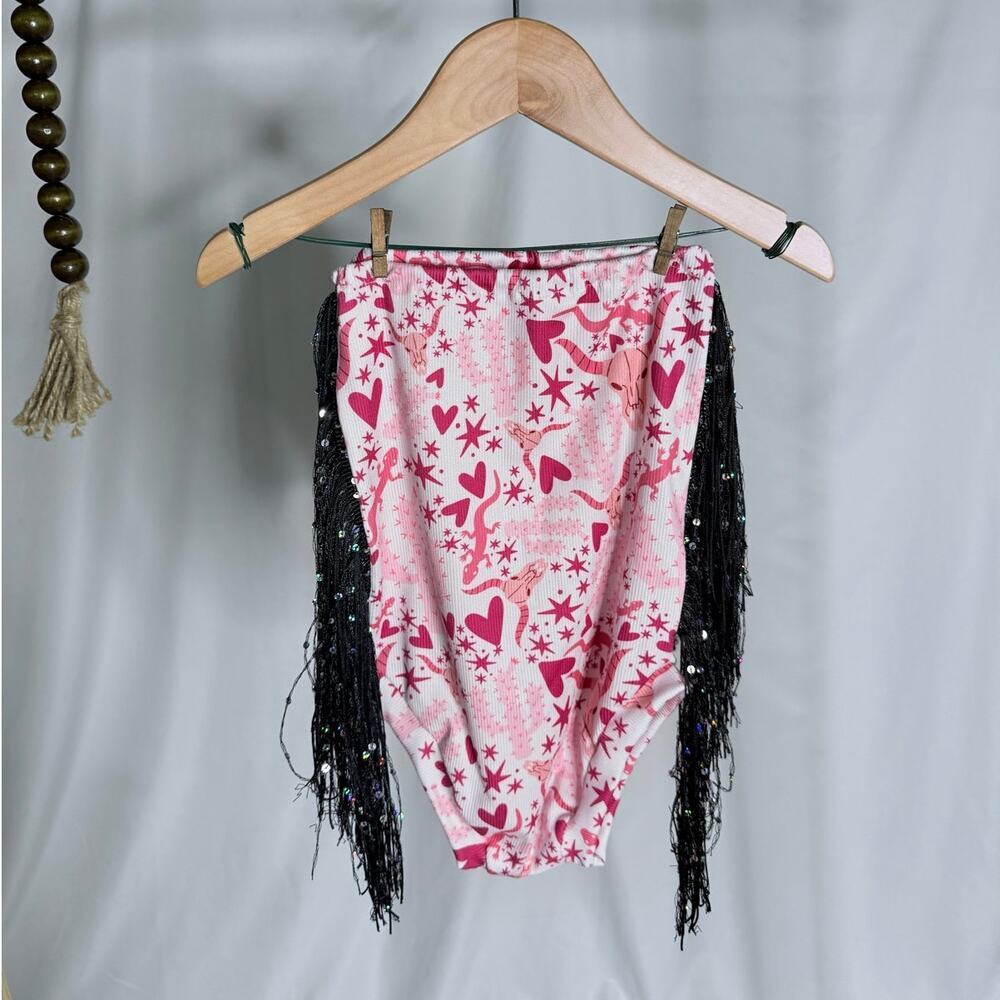 Handmade Pink Western Strapless Bubble Romper 12/18M NEW